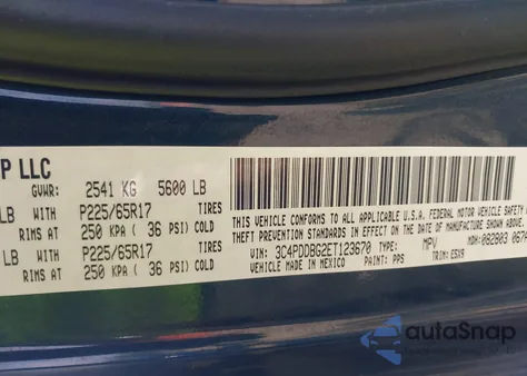 2014 Dodge Journey Sxt from USA, damaged, VIN 3C4PDDBG2ET123670